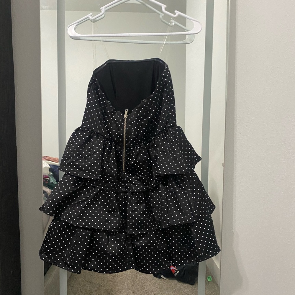Black Polka Dot Tiered Dress